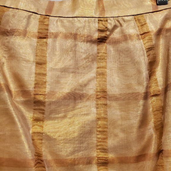 Antonio Garcia Couture Gold Skirt Set with Brown Faux Ostrich Skin Trim Size 4 - Picture 11 of 12